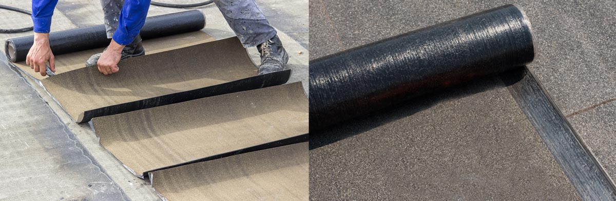 地面敷設の際、ガラスクロスの補強材を間に挟むことで、変形、伸縮を防止し、構造と防水性を強化